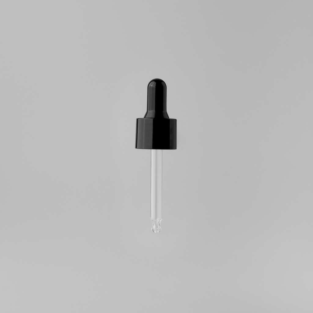 20/415 Glossy black plastic dropper cap 67 mm 